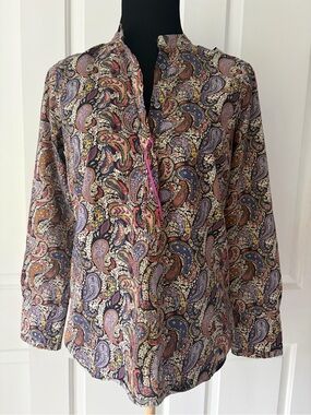 J. Crew Liberty Paisley Split-Neck Blouse 2